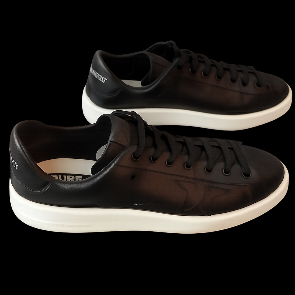 Golden Goose Pure-Star Black Sneakers with White Soles